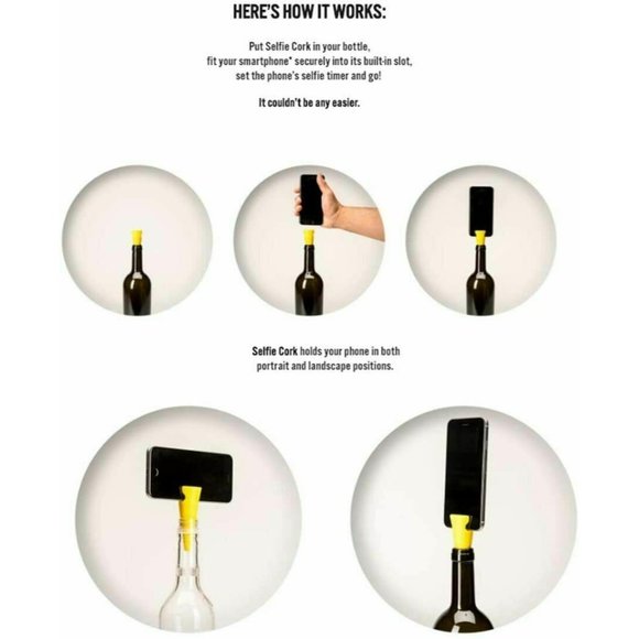 Selfie Cork Universal Bottle Stopper Monopod, Red - Picture 3 of 8